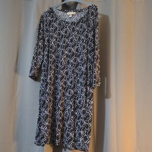 Michael Kors Black and White Long Sleeve Dress